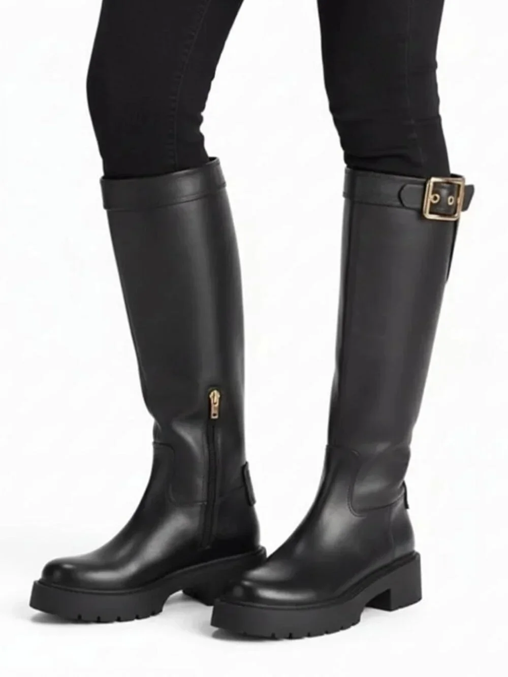 Coach Lilli Tall Riding Boots Leather Knee High Lug Sole